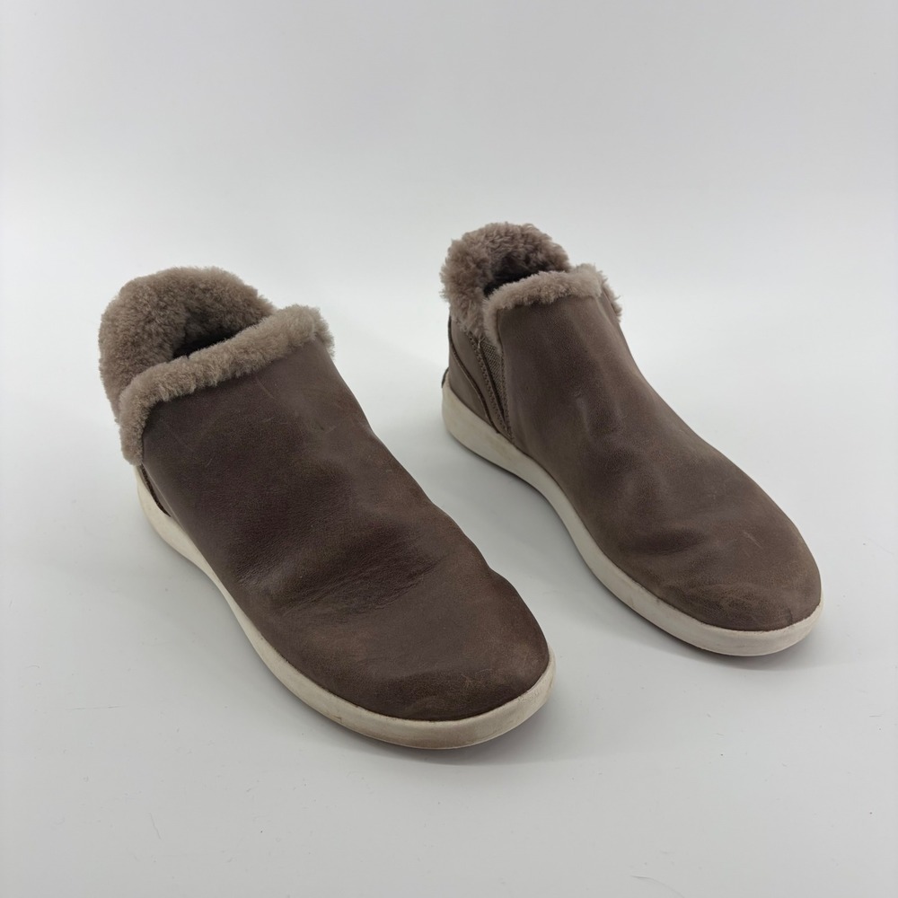 OluKai Womens 8 Brown Malua Hulu Leather Shearling Lined Ankle Boots 20427-WM18